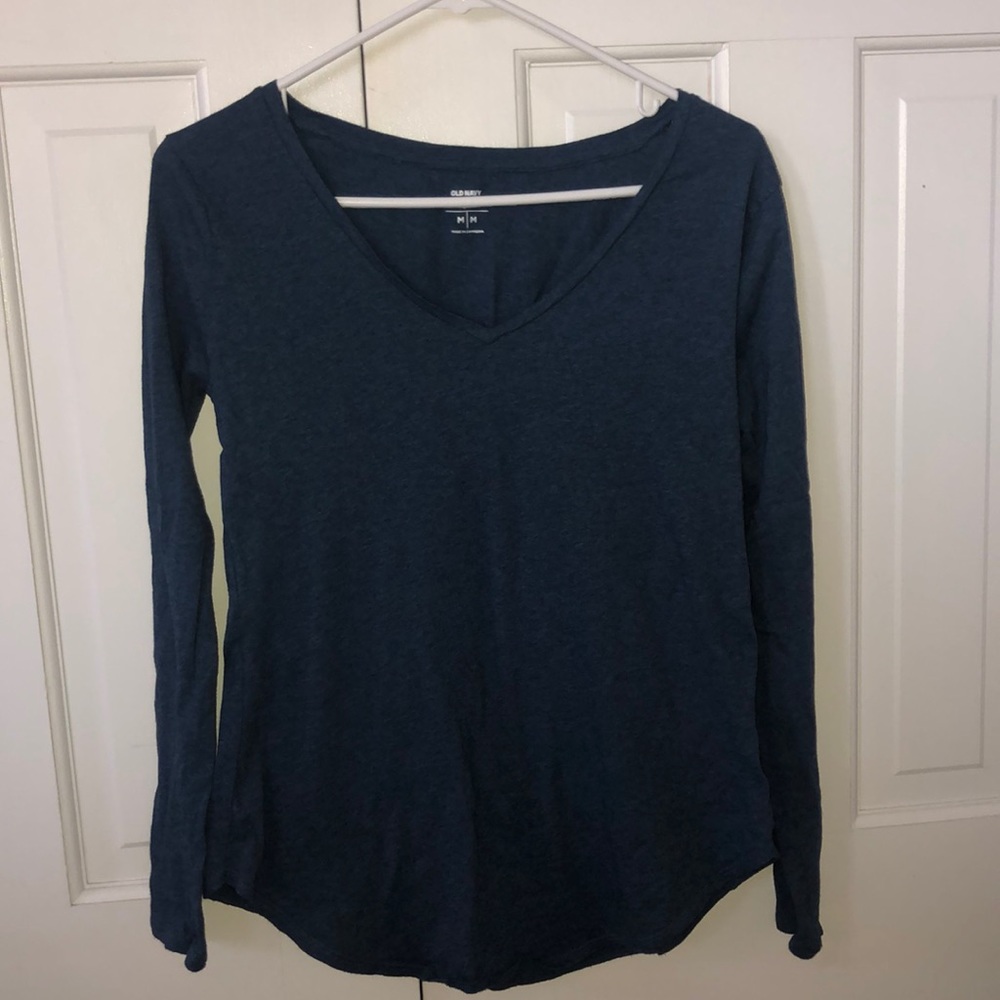 Navy blue long sleeve v neck